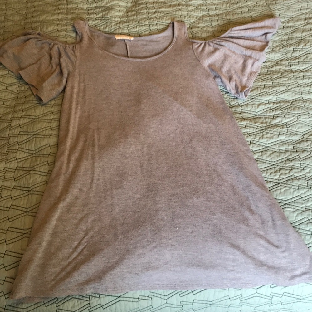 Gray cold shoulder dress